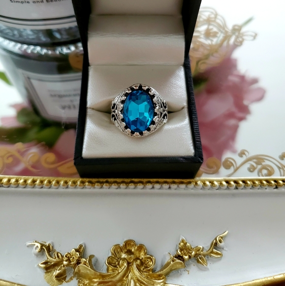 💎Gorgeous crystal sky blue gemstone ring - Picture 3 of 5